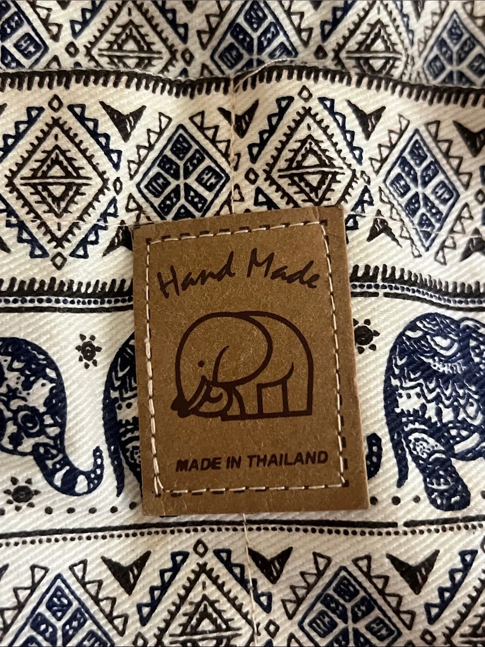 Handmade Elephant drawstring bag from Thailand